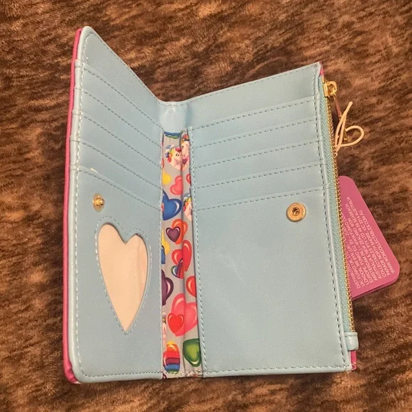 Loungefly Lisa Frank Unicorn Reflection Dolphin Rainbow Hearts Flap Wallet - Picture 7 of 8